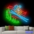 thumbnail image 1 of Handmadetneonsign Skiing Neon Sign, Skiing Player Neon Light, Skiing Mountain Forest Wall Art 94460, 1 of 5
