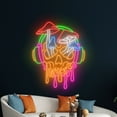 thumbnail image 1 of Handmadetneonsign Skull Headphone Mushroom Dripping Neon Sign, Skull Dripping Led Sign, Game Room, 1 of 5