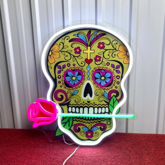 Handmadetneonsign Skull Neon Sign, Office Hotel Pub Cafe Wall Art Decor, Beer Bar Man Cave Club Bedroom Wall Decor