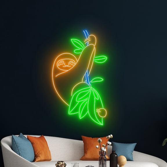 Handmadetneonsign Sloth Bear Wall Art, Sloth Lazy Wall Decor, Lazy Sloth Animal Zoo Wall Decor