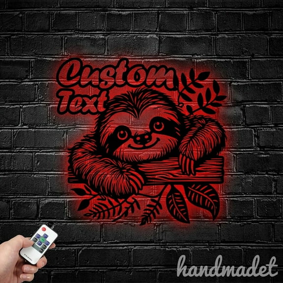 Handmadetneonsign Sloth Metal Wall Art Light, Sloth Metal Sign Wall Decor, Zoo Animal Metal Decor
