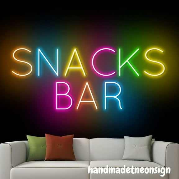 Handmadetneonsign Snack Bar Neon Sign, Custom Snack Food Wall Art, Text Food Store Wall Decor 039669
