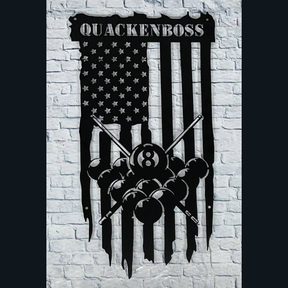 Handmadetneonsign Snooker Metal Wall Art Light, USA Flag Snooker Metal Sign Wall Decor, Billiard Metal Decor