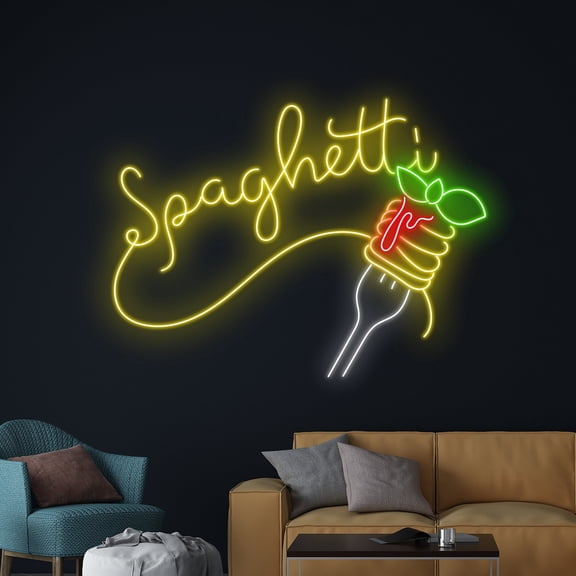 Handmadetneonsign Spaghetti Neon Sign, Italian Noodles Led Light, Italy Noodle Neon Sign, Pasta