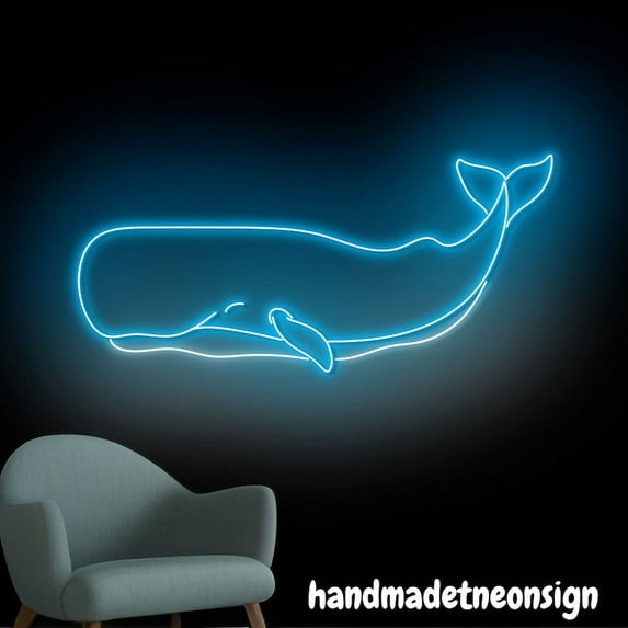 Handmadetneonsign Sperm Whale Neon Sign, Whale Led Light, Whale Wall Art, Home Bedroom Wall Decor 67702