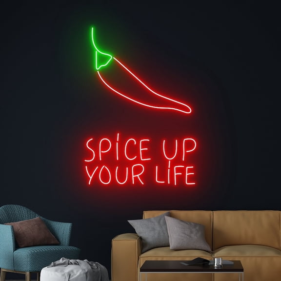 Handmadetneonsign Spices Up Your Life Neon Sign, Chili Wall Art Decor, Restaurant Neon Wall Decor