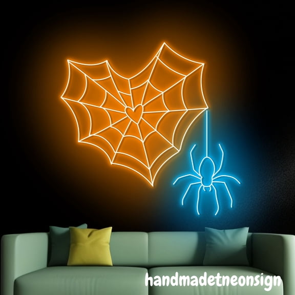 Handmadetneonsign Spiderweb Halloween Neon Sign, Spiderweb Led light, Halloween Home Wall Art Decor 68421