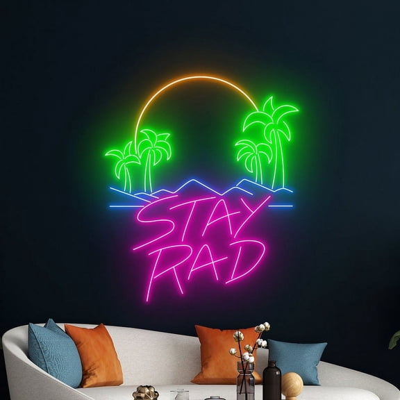 Handmadetneonsign Stay Rad Neon Sign, Summer Vibes Led Sign, Aloha Beach Led Sign, Summer Decor