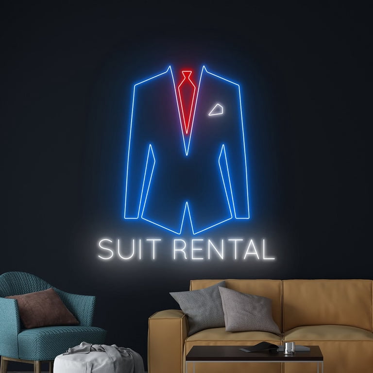 Handmadetneonsign Suit Rental Neon Sign, Men
