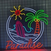 Handmadetneonsign Summer Paradise Led Sign, Paradise Neon Sign, Wall Decor, Paradise Led Light