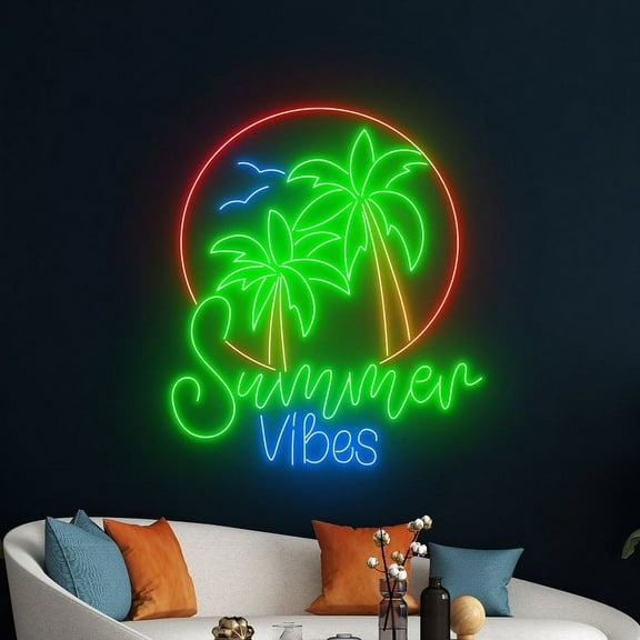 Handmadetneonsign Summer Vibes Led Sign, Beach Neon Sign, Aloha Beach Led Sign, Party Neon Sign