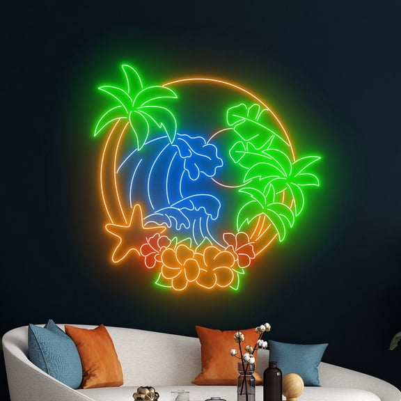 Handmadetneonsign Summer Vibes Led Sign, Beach Neon Sign, Aloha Beach Led Sign, Summer Wall Decor