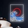 thumbnail image 1 of Handmadetneonsign Sun & Wave Neon Sign, Sunrise Sunset Wall Art Decor, Ocean Waves Wall Decor, 1 of 5