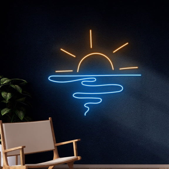 Handmadetneonsign Sun Wave Neon Sign, Wave Sun Led Sign, Sunset Led Light, Sunrise Neon Light, Wall Décor