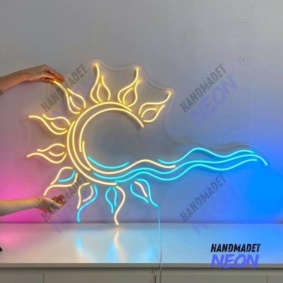 Handmadetneonsign Sun Wave Neon Sign, Waves Led Sign, Ocean Waves Led Light, Waves Wall Art 95761