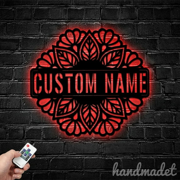 Handmadetneonsign Sunflower Mandala Metal Wall Art Light, Sunflower Metal Sign Wall Decor, Home Metal Decor 58021