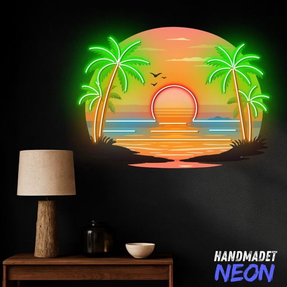 Handmadetneonsign Sunset Neon Sign, Beach Led Sign, Living Home Decor