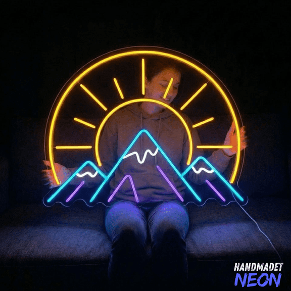 Handmadetneonsign Sunset Neon Sign, Mountain Led Light, Housewarming Gift