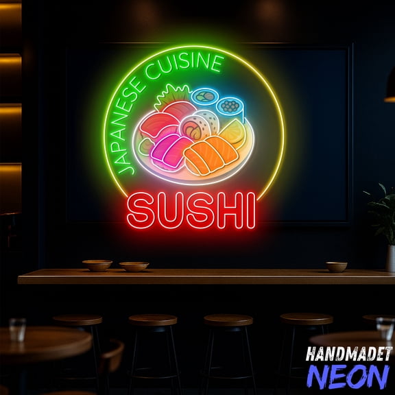 Handmadetneonsign Sushi Neon Sign, Japanese Cuisine Led Sign, Restaurant Decor