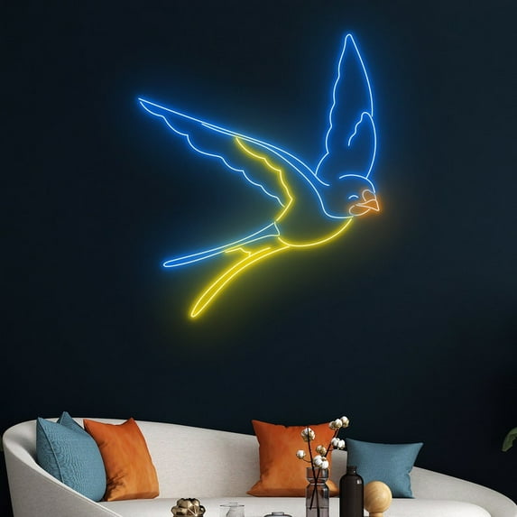 Handmadetneonsign Swallow Neon Sign, Flying Bird Neon Wall Art Decor, Swallow Bird Wall Decor