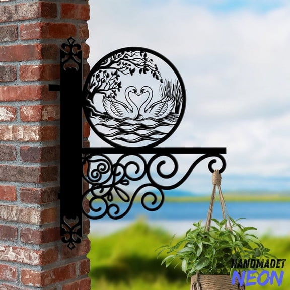 Handmadetneonsign Swan Hanging Bracket, Swan Hanging Basket, Swan Hanging Bracket For Garden 044658