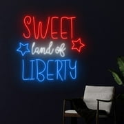 Handmadetneonsign Sweet Land Of Liberty Neon Sign, Sweet Land Of Liberty Wall Art Decor, Liberty Wall Decor