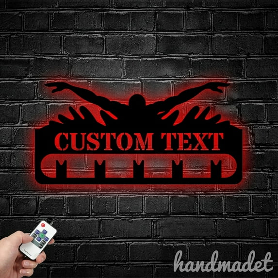 Handmadetneonsign Swimmer Metal Wall Art, Swimmer Metal Sign Wall Decor, Sport Metal Wall Decor