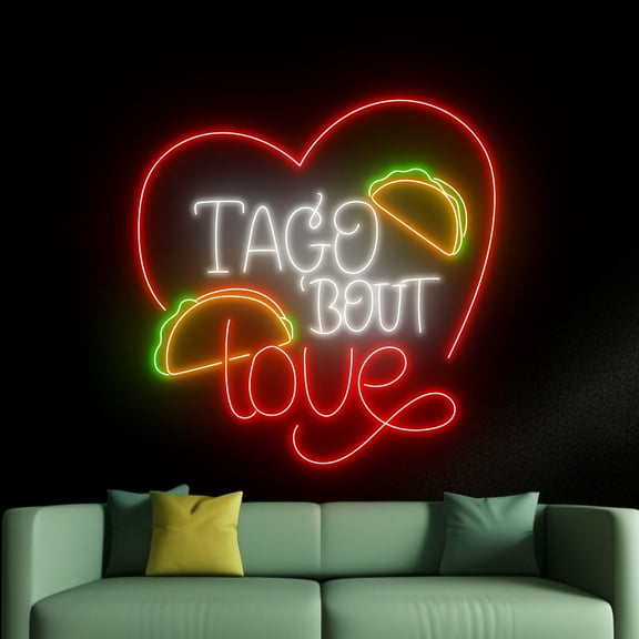 Handmadetneonsign Taco Bout Love Neon Sign, Mexico Food Wall Art Decor, Tacos Led Light, Kitchen Wall Decor