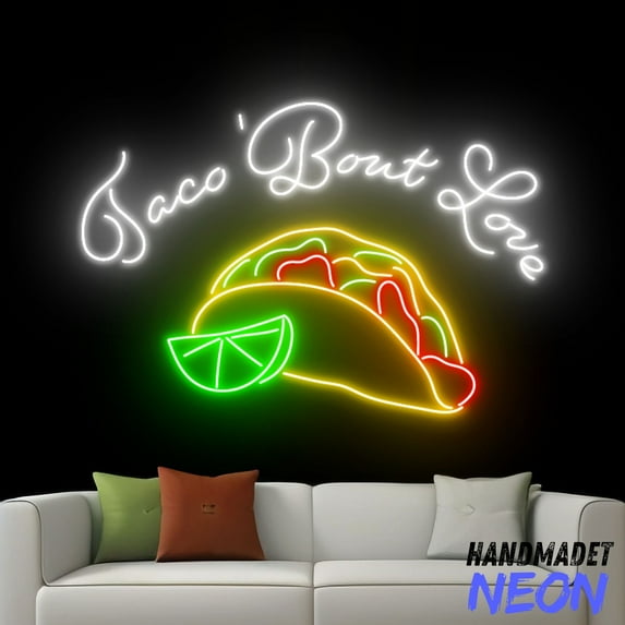Handmadetneonsign Taco Bout Love Neon Sign, Mexico Tacos Wall Art, Mexican Restaurant Wall Decor 045131