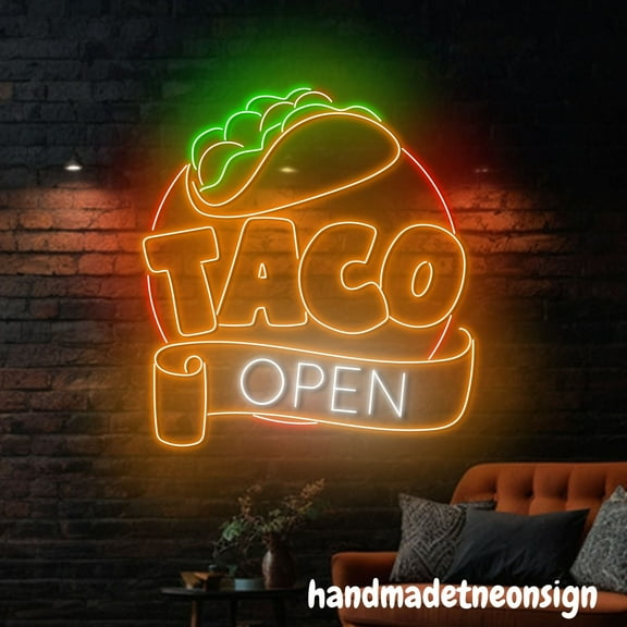 Handmadetneonsign Taco Open Neon Sign, Tacos Led Sign, Mexico Food Light, Mexican Restaurant Decor 71717