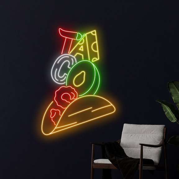 Handmadetneonsign Tacos Neon Sign, Mexico Tacos LED Sign, Mexican Taco Neon Light