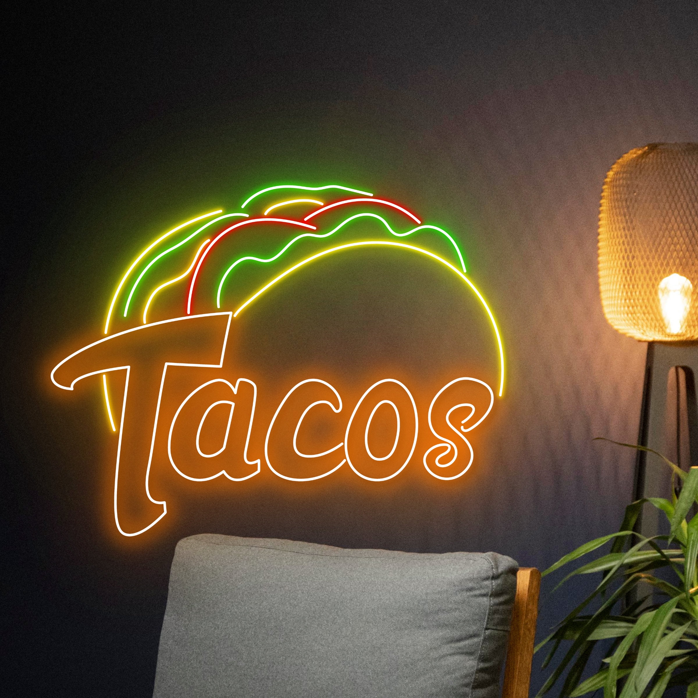 Handmadetneonsign Tacos Neon Sign, Tacos Led Lights, Taco Neon Lights
