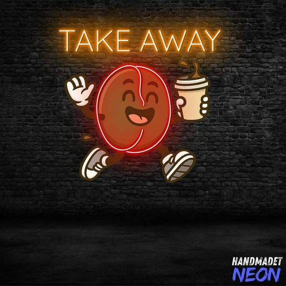 Handmadetneonsign Take Away Coffee Neon Sign, LED Wall Light for Coffee Shop, Neon Sign for Cafe Decor 133970