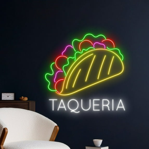 Handmadetneonsign Taqueria Neon Sign, Mexico Tacos Led Art Decor, Street Food Wall Decor