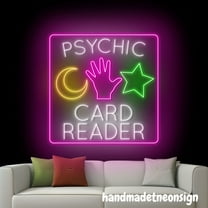 Handmadetneonsign Tarot Card Psychic Reading Neon Sign, Tarot Led Light, Psychic Reader Room Decor 68117