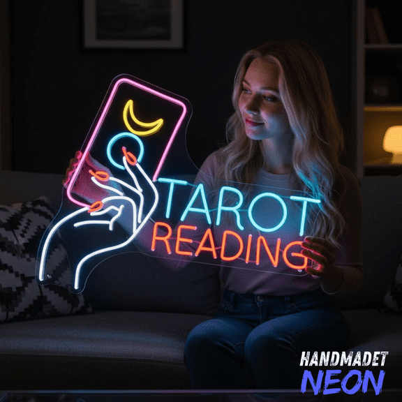 Handmadetneonsign Tarot Reading Neon Sign, Tarot Card Led Sign, Magic Studio Decor