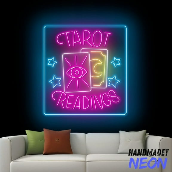 Handmadetneonsign Tarot Readings Neon Sign, Tarot Reader Wall Art Light, Psychic Wall Decor 044435
