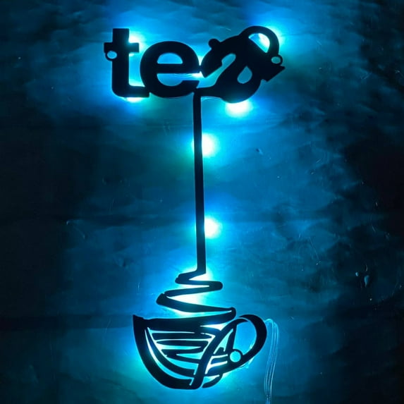 Handmadetneonsign Tea Time Metal Wall Art Light, Tea Shop Metal Sign Wall Decor, Coffee Store Metal Decor