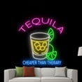 thumbnail image 1 of Handmadetneonsign Tequila Cheaper Than Therapy Neon Sign, Tequila Cocktail Led Wall Art Decor, Wine Bar Pub Wall Decor, 1 of 5