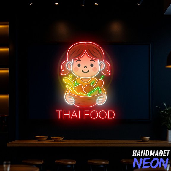 Handmadetneonsign Thai Food Neon Sign, Restaurant Decor, Asian Food Decor