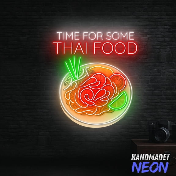 Handmadetneonsign Thai Food Neon Sign, Wall Decor for Thai Restaurant and Kitchen