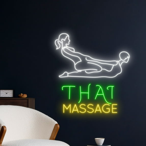 Handmadetneonsign Thai Massage Neon Sign, Thai Massage Neon Light Wall Art Decor, Massage Spa Wall Decor