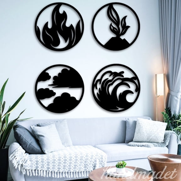 Handmadetneonsign The Four Elements Wall Art, The Four Elements Wall Decor, Set 4 Of The Four Elements