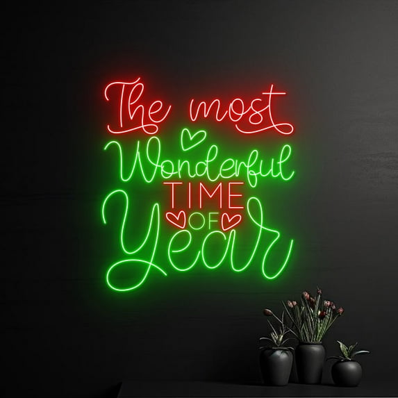 Handmadetneonsign The Most Wonderful Time Of Year Neon Sign, Custom Christmas Led Sign, Christmas
