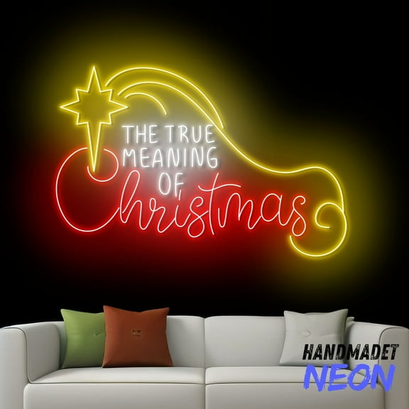 Handmadetneonsign The True Meaning of Christmas Neon Sign, North Star Christmas Led Sign, Christmas Decor 82171