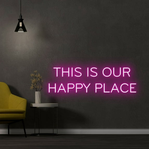 Handmadetneonsign This Is Our Happy Place Led Sign, This Is Our Happy Place Neon Sign, Wall Decor, Bar Led Light, Custom Neon Sign, Wall Décor