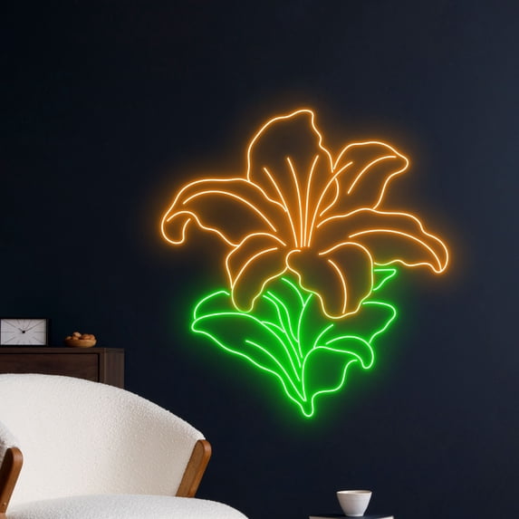 Handmadetneonsign Tiger Lily Neon Sign, Tiger Lily Neon Led Art Decor, Tiger Lily Wall Decor