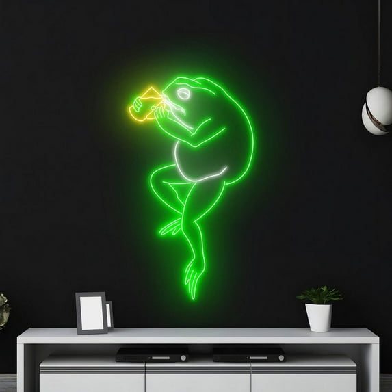 Handmadetneonsign Toad Drinking Beer Neon Sign, Toad Animal Wall Art Decor, Bar Club Wall Decor