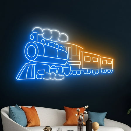 Handmadetneonsign Train Neon Sign, Steam Train Led Sign, Coal Train Led Light,Locomotive Neon Light