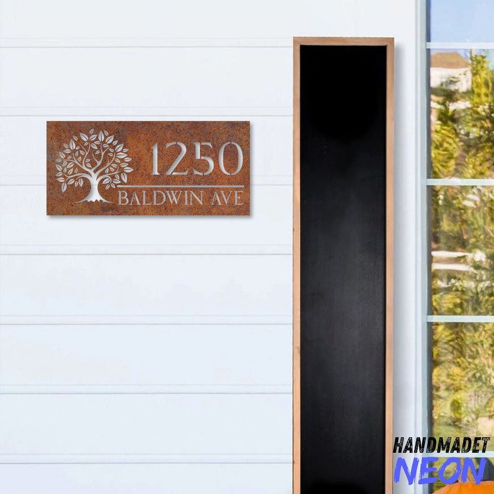 Handmadetneonsign Tree Of Life House Number Metal Rusty, Tree Home Number Rusty, House Address Wall Decor 043998